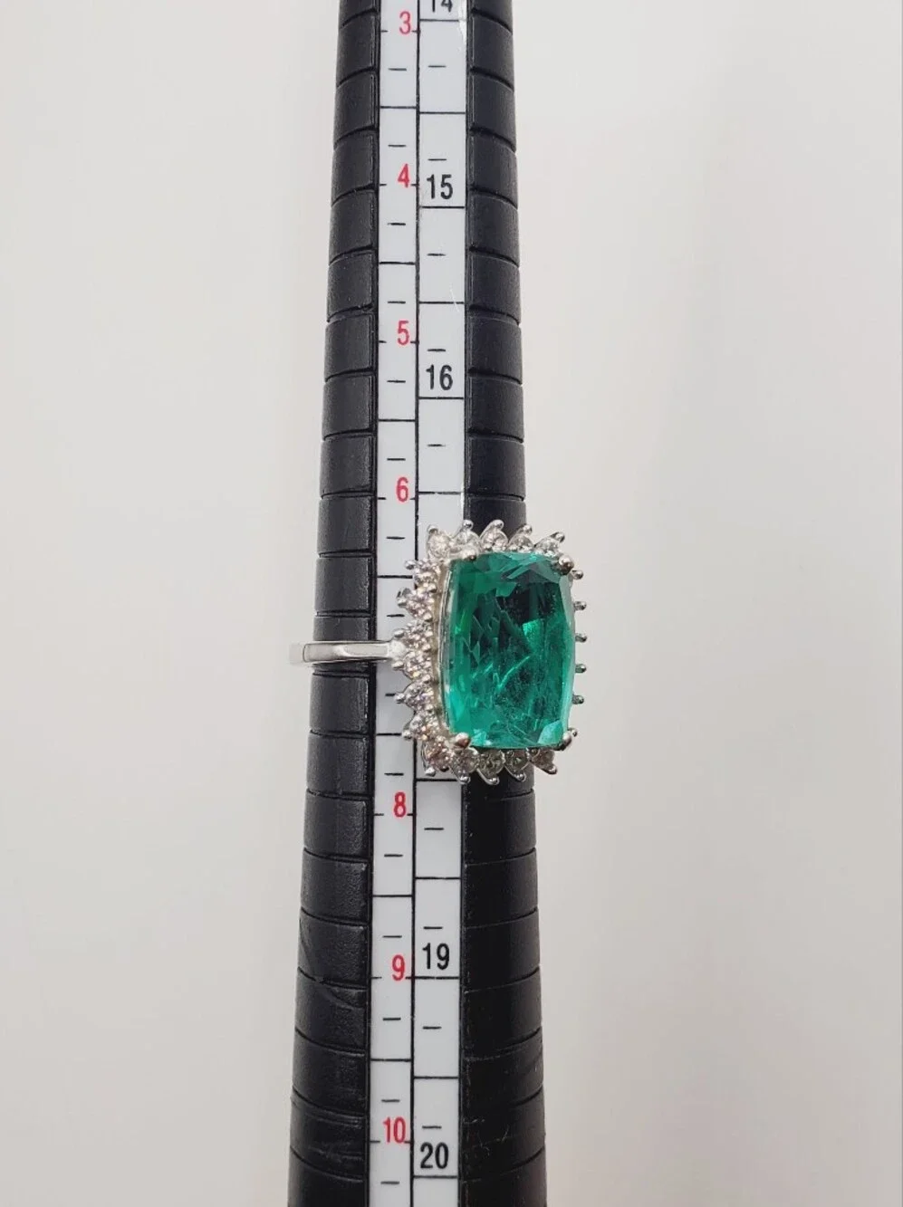 Emerald Green Quartz Halo Cocktail Ring - Women Jewelry